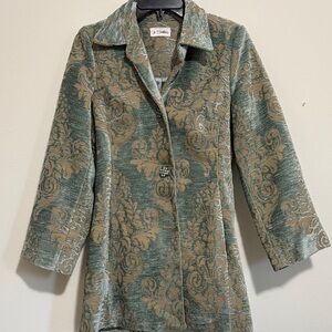 3 Sisters Green and Tan Patterned Blazer